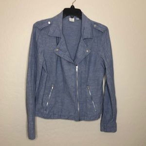 NY&C Motorcycle Style Jacket Biker Zipper Blue M